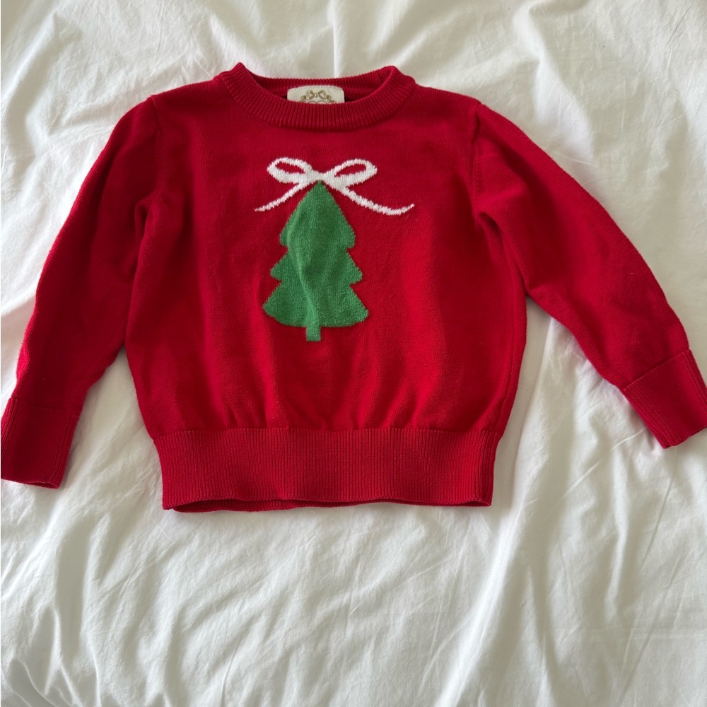 Red Sweater with Green Christmas Tree Design